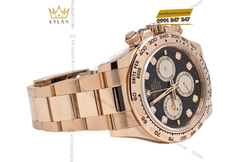 Đồng hồ Rolex Cosmograph Daytona mặt đen cọc số kim cương 126505-0002
