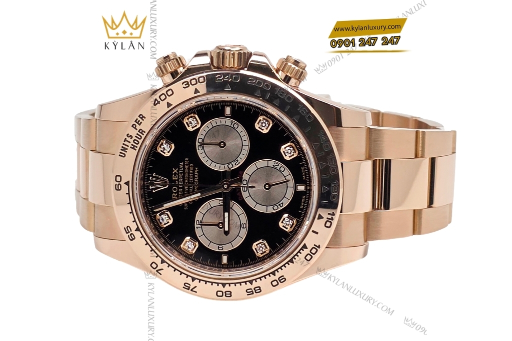 Kỳ Lân Luxury rolex cosmograph daytona mat den phoi sundust 126505 0002 7 1 Đồng hồ Rolex Cosmograph Daytona mặt đen cọc số kim cương 126505-0002