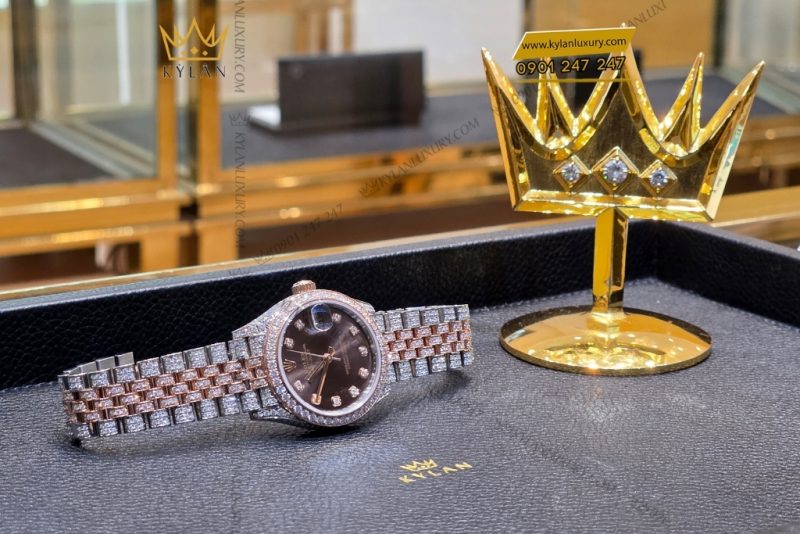 Đồng hồ Rolex Datejust 31 chocolate custom kim cương 278381RBR