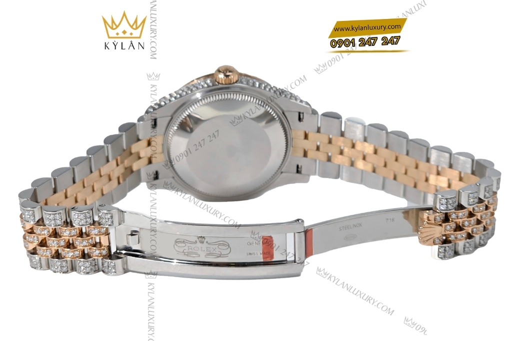 Kỳ Lân Luxury rolex datejust 31 278381rbr chocolate custom kim cuong 2 Đồng hồ Rolex Datejust 31 chocolate custom kim cương 278381RBR