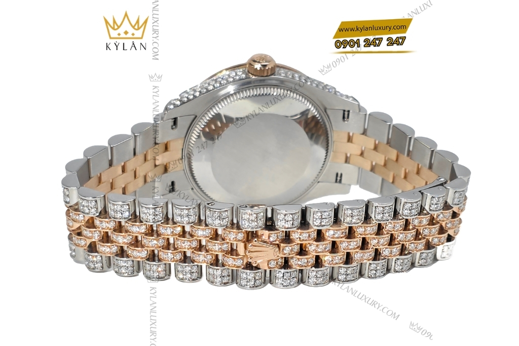 Kỳ Lân Luxury rolex datejust 31 278381rbr chocolate custom kim cuong 6 Đồng hồ Rolex Datejust 31 chocolate custom kim cương 278381RBR