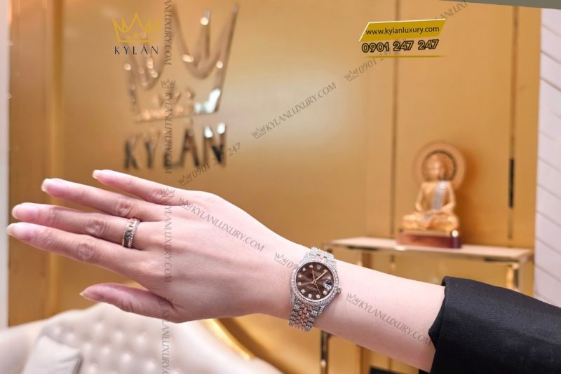 Đồng hồ Rolex Datejust 31 chocolate custom kim cương 278381RBR