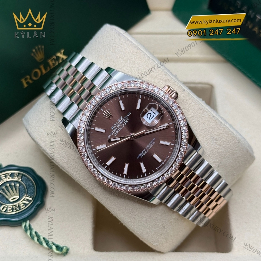 Kỳ Lân Luxury rolex datejust 36 chocolate coc da quang 126281rbr 0031 3 Đồng hồ Rolex Datejust 36 chocolate cọc dạ quang 126281RBR-0031
