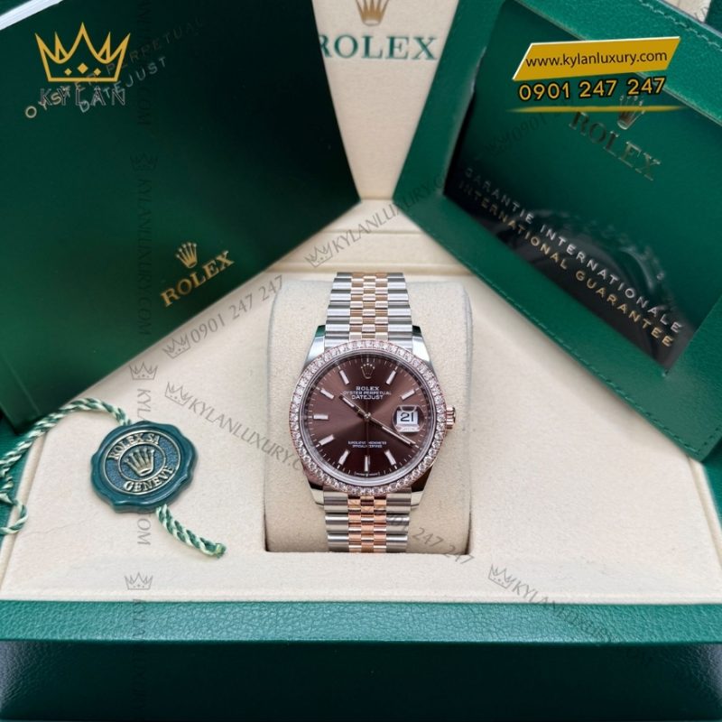 Đồng hồ Rolex Datejust 36 chocolate cọc dạ quang 126281RBR-0031