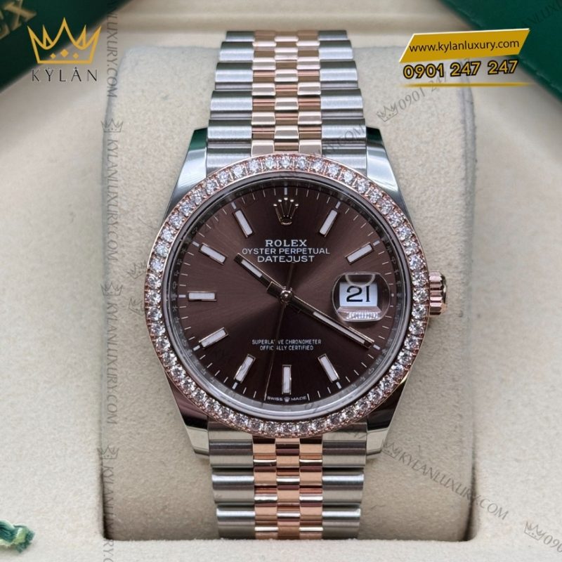 Đồng hồ Rolex Datejust 36 chocolate cọc dạ quang 126281RBR-0031