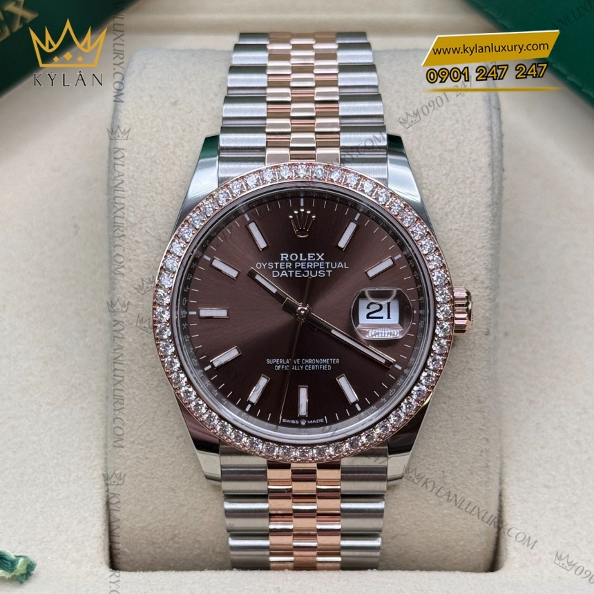 Kỳ Lân Luxury rolex datejust 36 chocolate coc da quang 126281rbr 0031 7 Đồng hồ Rolex Datejust 36 chocolate cọc dạ quang 126281RBR-0031