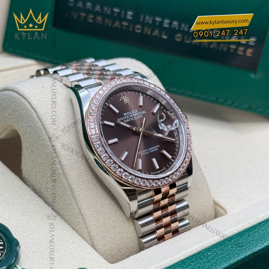 Kỳ Lân Luxury rolex datejust 36 chocolate coc da quang 126281rbr 0031 8 Đồng hồ Rolex Datejust 36 chocolate cọc dạ quang 126281RBR-0031