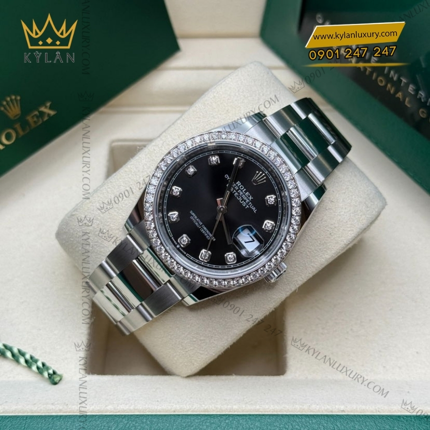 Kỳ Lân Luxury rolex datejust 36 mat den day oyster 126284rbr 0020 3 Đồng hồ Rolex Datejust 36 mặt đen dây oyster 126284RBR-0020