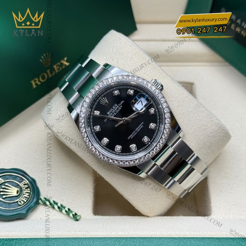 Kỳ Lân Luxury rolex datejust 36 mat den day oyster 126284rbr 0020 7 Đồng hồ Rolex Datejust 36 mặt đen dây oyster 126284RBR-0020