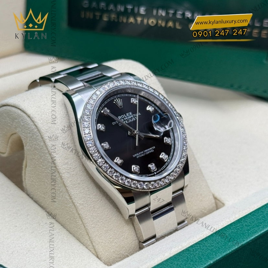 Kỳ Lân Luxury rolex datejust 36 mat den day oyster 126284rbr 0020 8 Đồng hồ Rolex Datejust 36 mặt đen dây oyster 126284RBR-0020