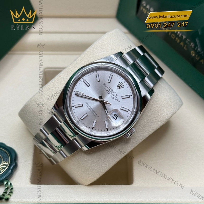 Kỳ Lân Luxury rolex datejust 36 mat so bac 126200 0002 6 Đồng hồ Rolex Datejust 36 mặt số bạc 126200-0002