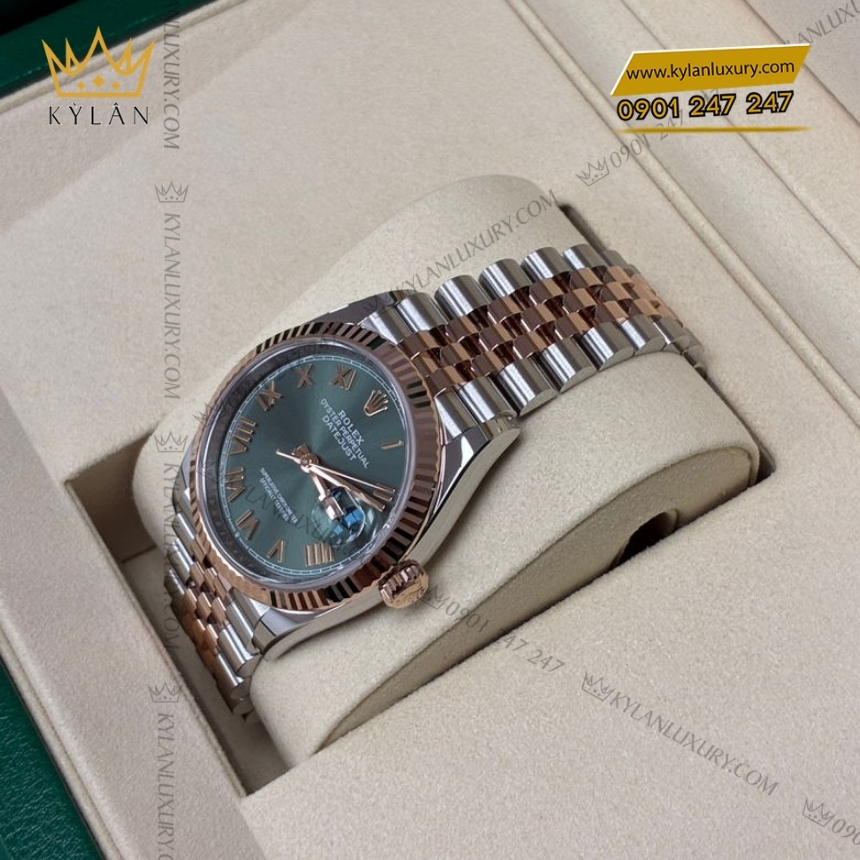 Kỳ Lân Luxury rolex datejust 36 mat so xanh bac ha 126231 0051 4 Đồng hồ Rolex Datejust 36 mặt xanh mint cọc La Mã 126231-0051
