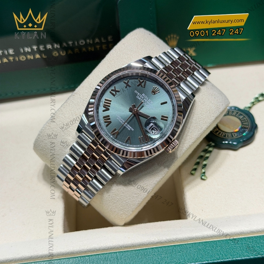 Kỳ Lân Luxury rolex datejust 36 mat so xanh bac ha 126231 0051 5 Đồng hồ Rolex Datejust 36 mặt xanh mint cọc La Mã 126231-0051
