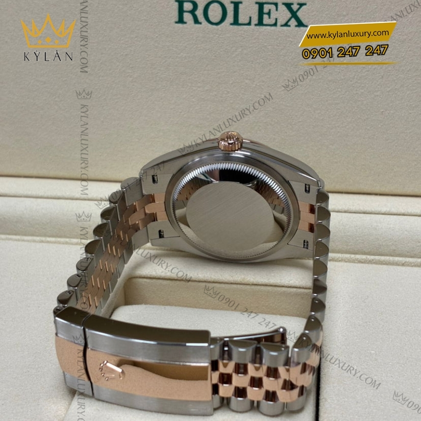 Kỳ Lân Luxury rolex datejust 36 mat so xanh bac ha 126231 0051 7 Đồng hồ Rolex Datejust 36 mặt xanh mint cọc La Mã 126231-0051