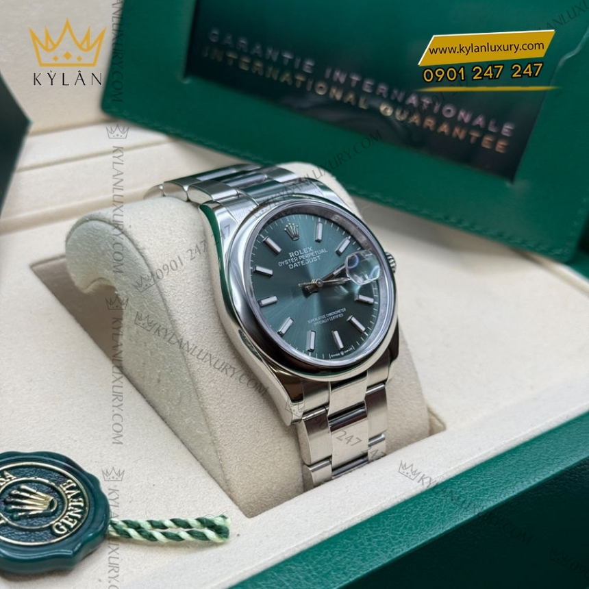 Kỳ Lân Luxury rolex datejust 36 mat xanh bac ha 126200 0024 5 Đồng hồ Rolex Datejust 36 mặt xanh bạc hà 126200-0024