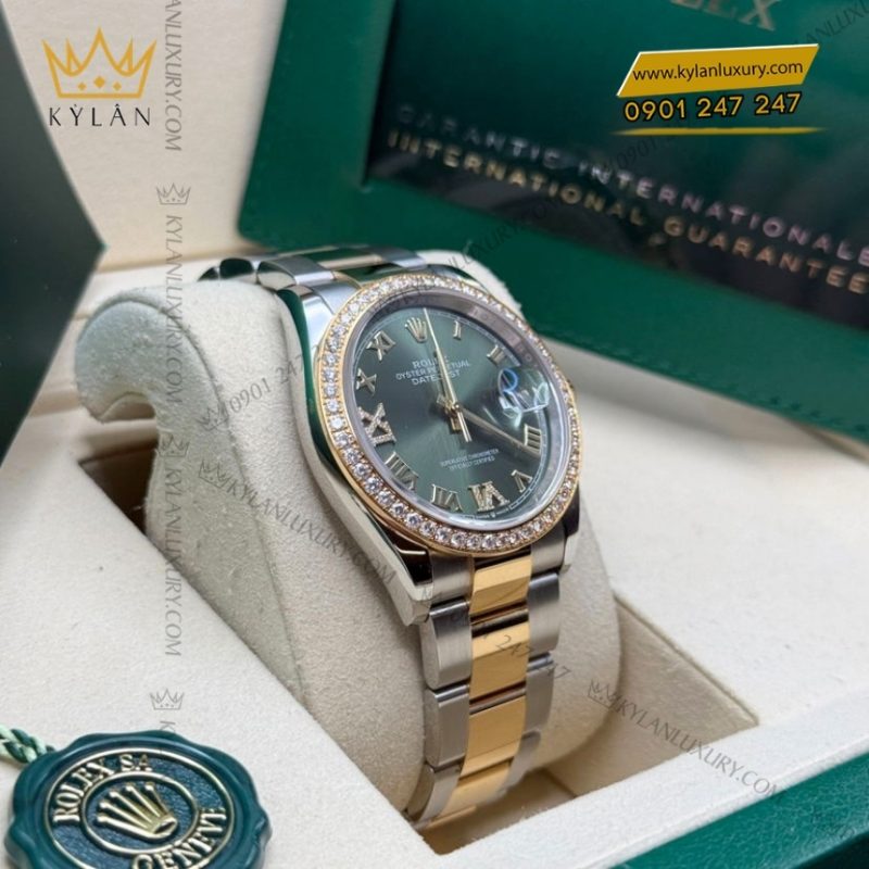 Đồng hồ Rolex Datejust 36 olive vành kim dây oyster 126283RBR-0012