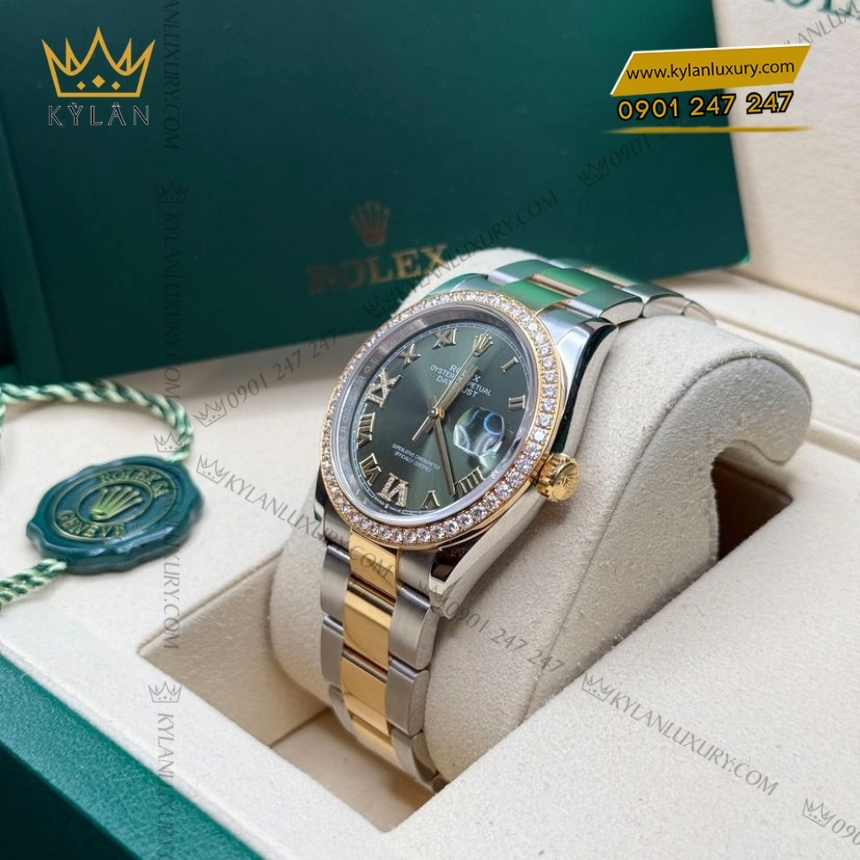 Kỳ Lân Luxury rolex datejust 36 olive day oyster 126283rbr 0012 6 Đồng hồ Rolex Datejust 36 olive vành kim dây oyster 126283RBR-0012