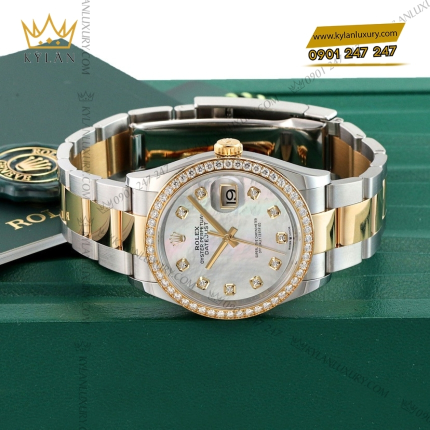Kỳ Lân Luxury rolex datejust 36 xa fu day oyster 126283rbr 0010 5 Đồng hồ Rolex Datejust 36 MOP vành kim dây oyster 126283RBR-0010