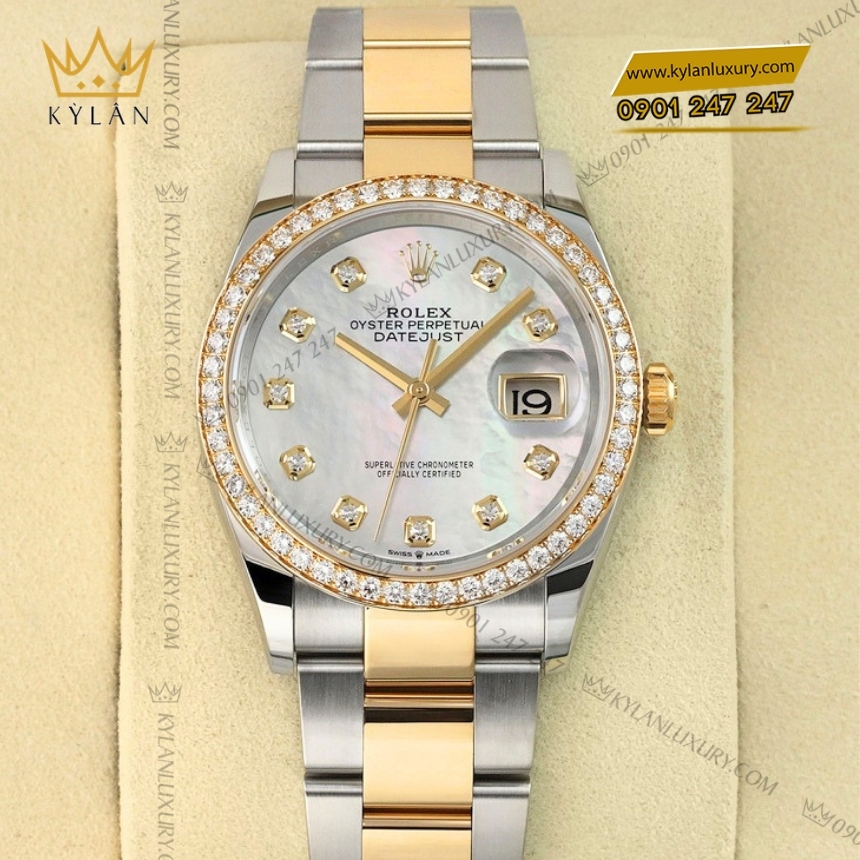 Kỳ Lân Luxury rolex datejust 36 xa fu day oyster 126283rbr 0010 7 Đồng hồ Rolex Datejust 36 MOP vành kim dây oyster 126283RBR-0010