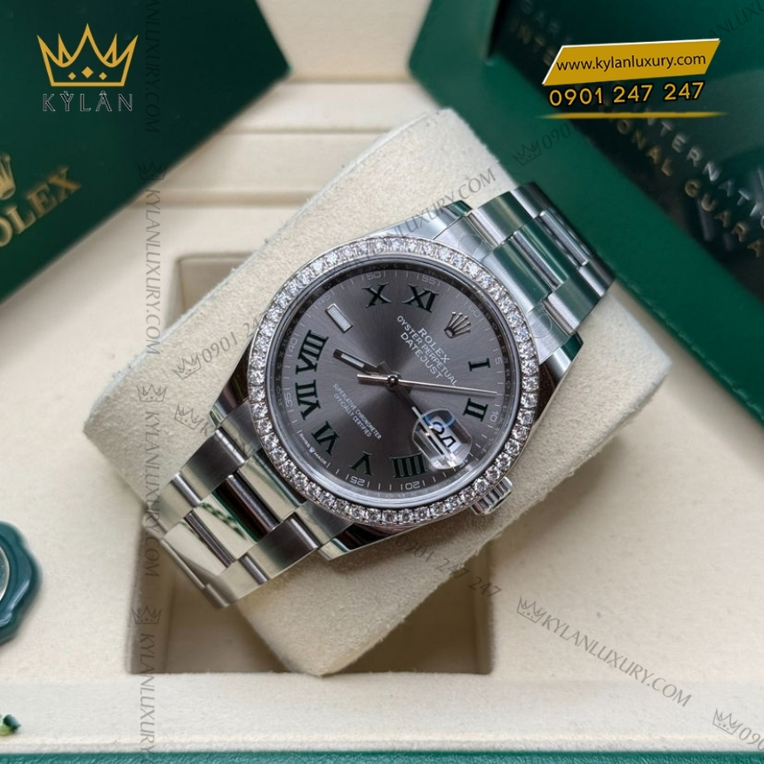 Kỳ Lân Luxury rolex datejust 36 xam la ma 126284rbr 0038 5 Đồng hồ Rolex Datejust 36 xám La Mã vành kim 126284RBR-0038