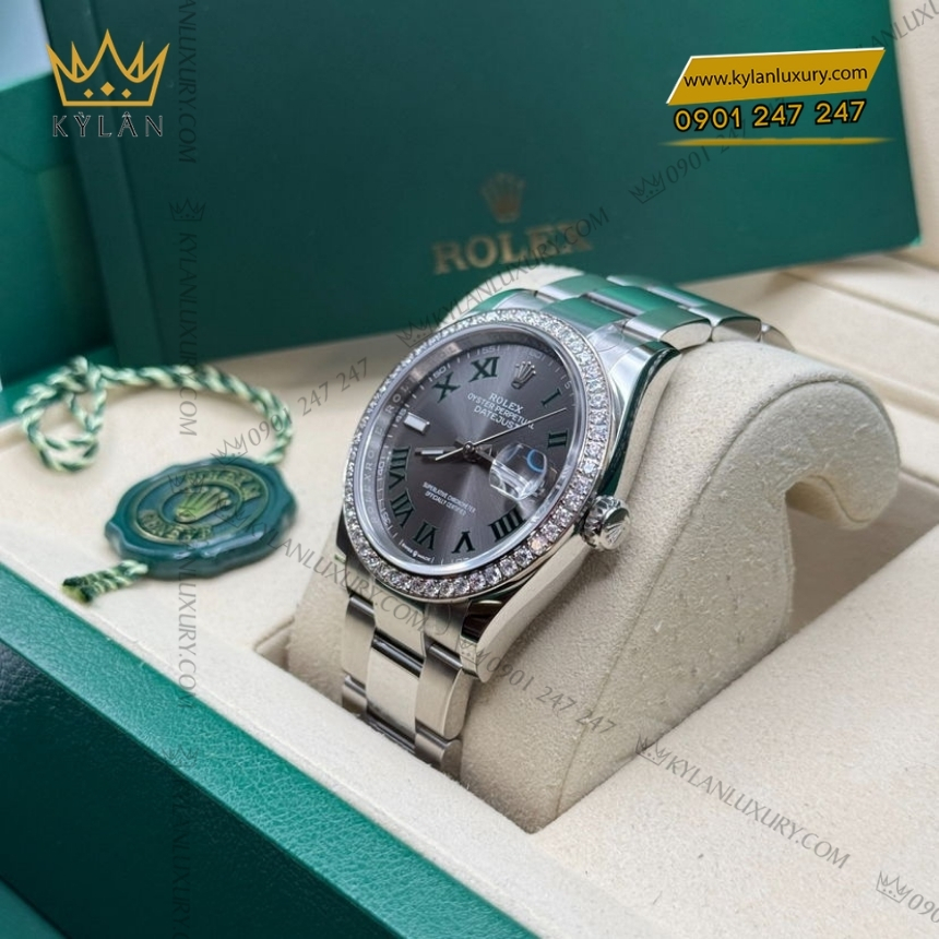 Kỳ Lân Luxury rolex datejust 36 xam la ma 126284rbr 0038 6 Đồng hồ Rolex Datejust 36 xám La Mã vành kim 126284RBR-0038