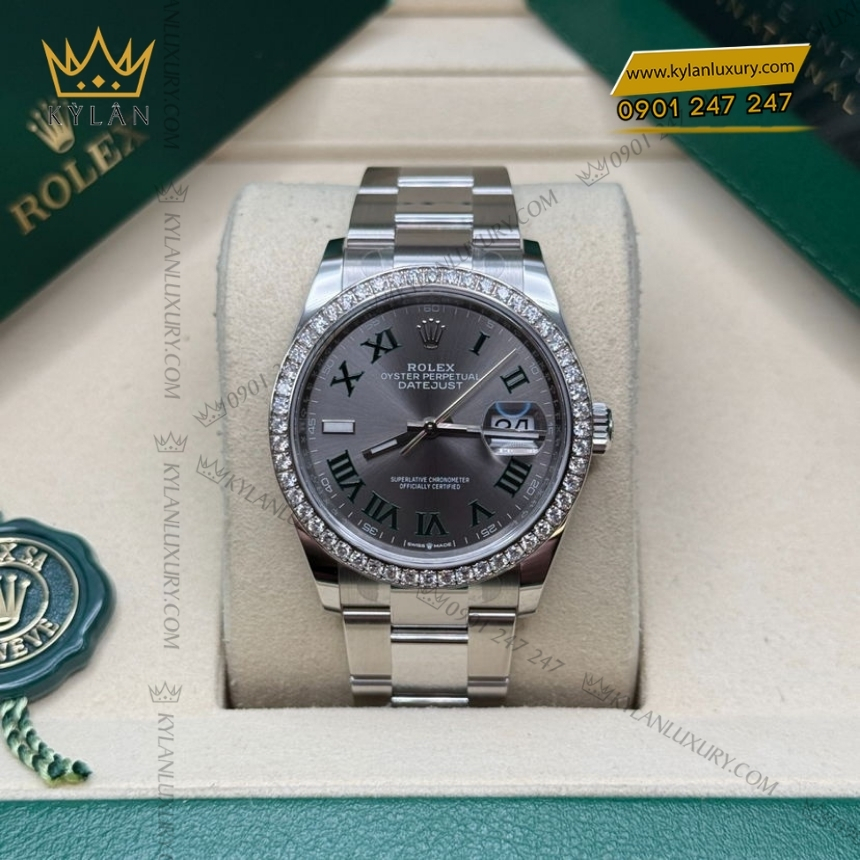 Kỳ Lân Luxury rolex datejust 36 xam la ma 126284rbr 0038 7 Đồng hồ Rolex Datejust 36 xám La Mã vành kim 126284RBR-0038