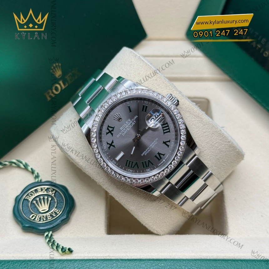 Kỳ Lân Luxury rolex datejust 36 xam la ma 126284rbr 0038 9 Đồng hồ Rolex Datejust 36 xám La Mã vành kim 126284RBR-0038