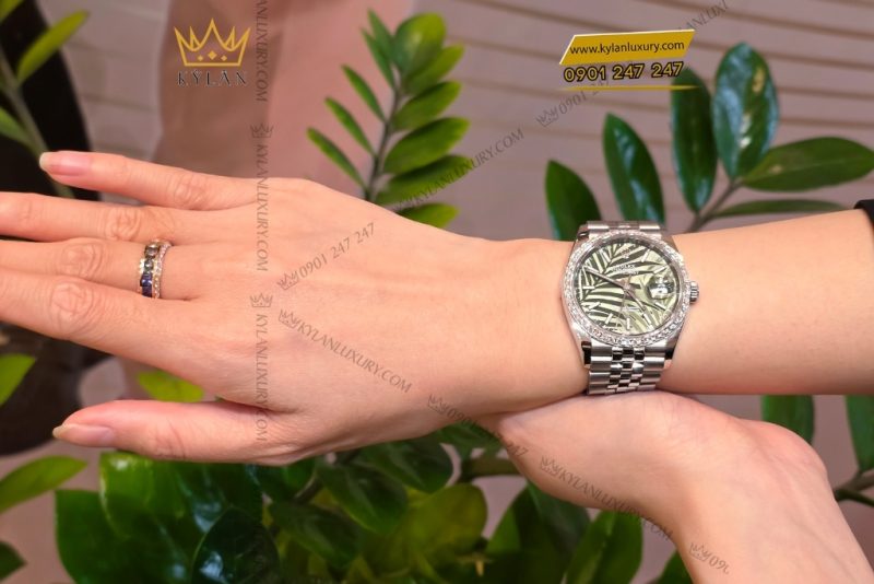 Đồng hồ Rolex Datejust 36 xanh lá cọ custom vành kim 126234