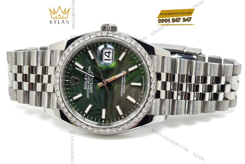 Đồng hồ Rolex Datejust 36 xanh lá cọ custom vành kim 126234