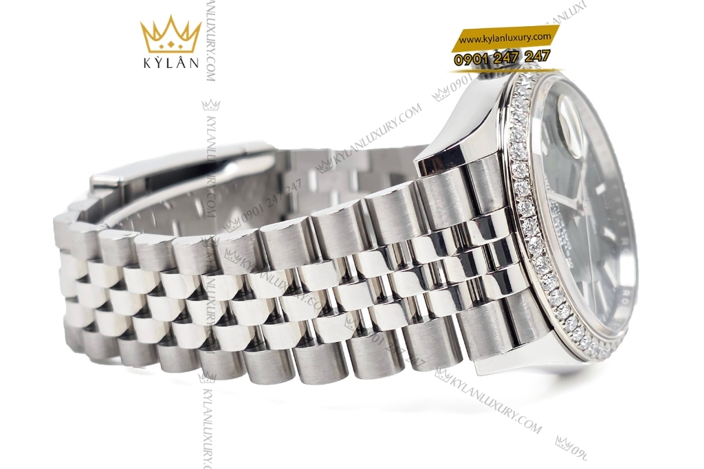 Kỳ Lân Luxury rolex datejust 36 xanh la co custom vanh kim 126234 5 Đồng hồ Rolex Datejust 36 xanh lá cọ custom vành kim 126234