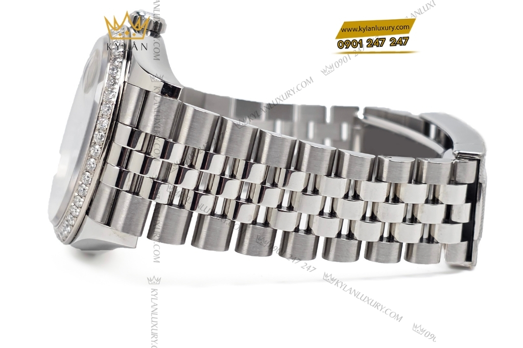 Kỳ Lân Luxury rolex datejust 36 xanh la co custom vanh kim 126234 7 Đồng hồ Rolex Datejust 36 xanh lá cọ custom vành kim 126234