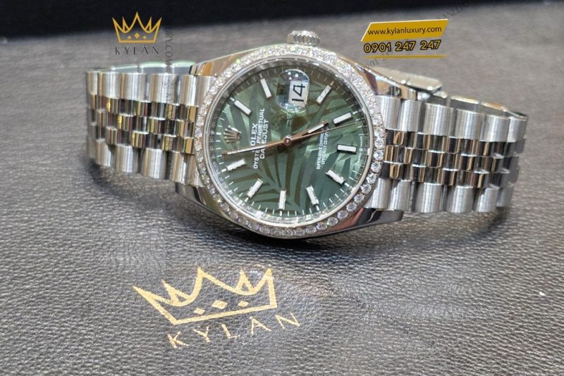 Đồng hồ Rolex Datejust 36 xanh lá cọ custom vành kim 126234