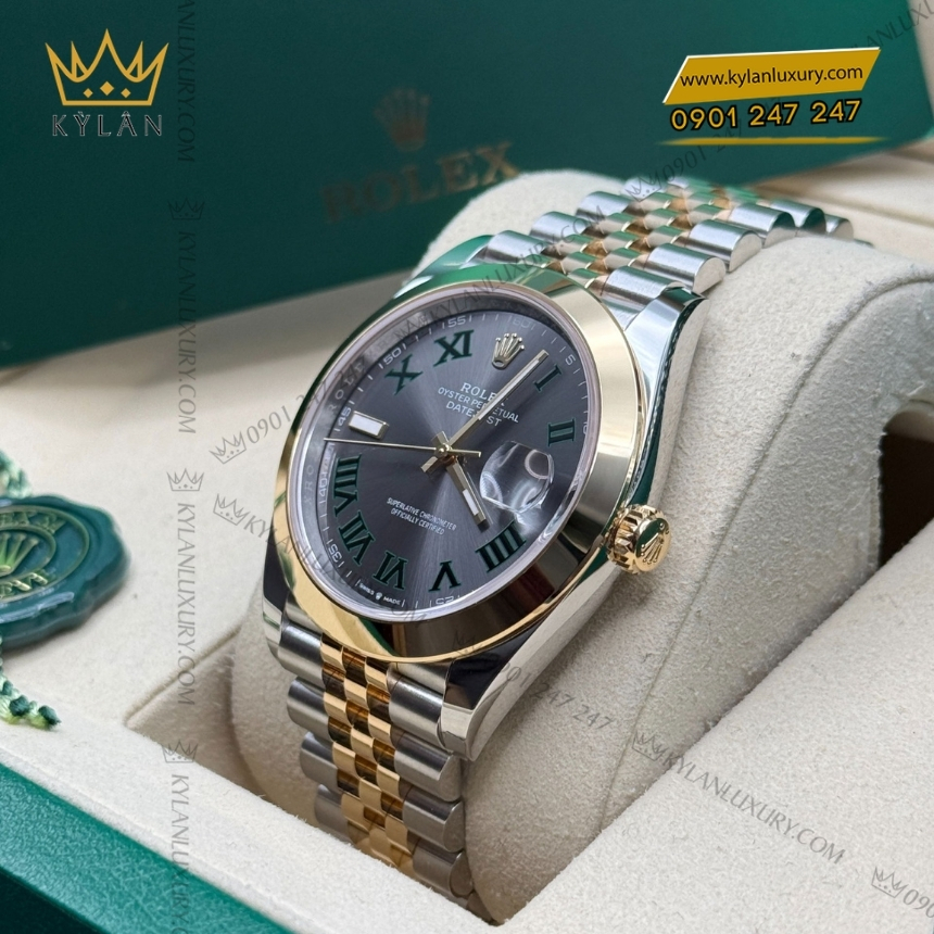 Kỳ Lân Luxury rolex datejust 41 demi vang vang wimbledon 126303 0020 3 Đồng hồ Rolex Datejust 41 demi vàng vàng Wimbledon 126303-0020