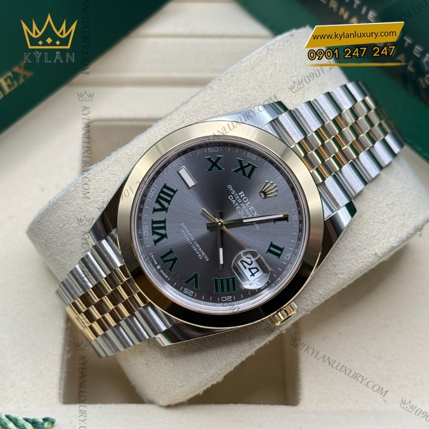 Kỳ Lân Luxury rolex datejust 41 demi vang vang wimbledon 126303 0020 5 Đồng hồ Rolex Datejust 41 demi vàng vàng Wimbledon 126303-0020