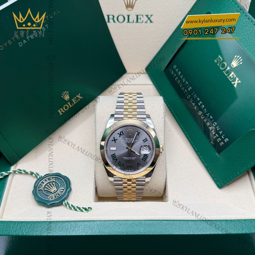 Kỳ Lân Luxury rolex datejust 41 demi vang vang wimbledon 126303 0020 6 Đồng hồ Rolex Datejust 41 demi vàng vàng Wimbledon 126303-0020