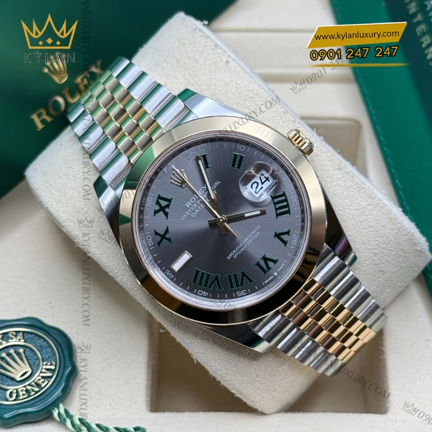 Kỳ Lân Luxury rolex datejust 41 demi vang vang wimbledon 126303 0020 9 Đồng hồ Rolex Datejust 41 demi vàng vàng Wimbledon 126303-0020
