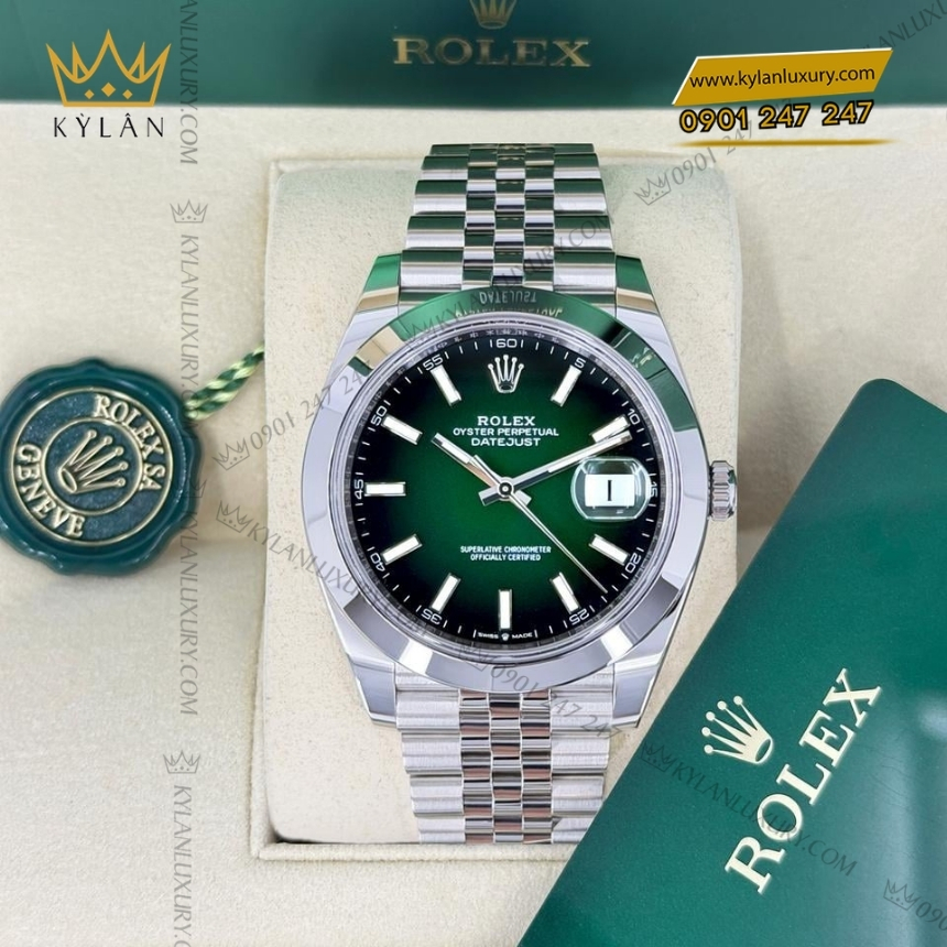 Kỳ Lân Luxury rolex datejust 41 xam la ombre 126300 0026 2 Đồng hồ Rolex Datejust 41 xanh lá ombre 126300-0026