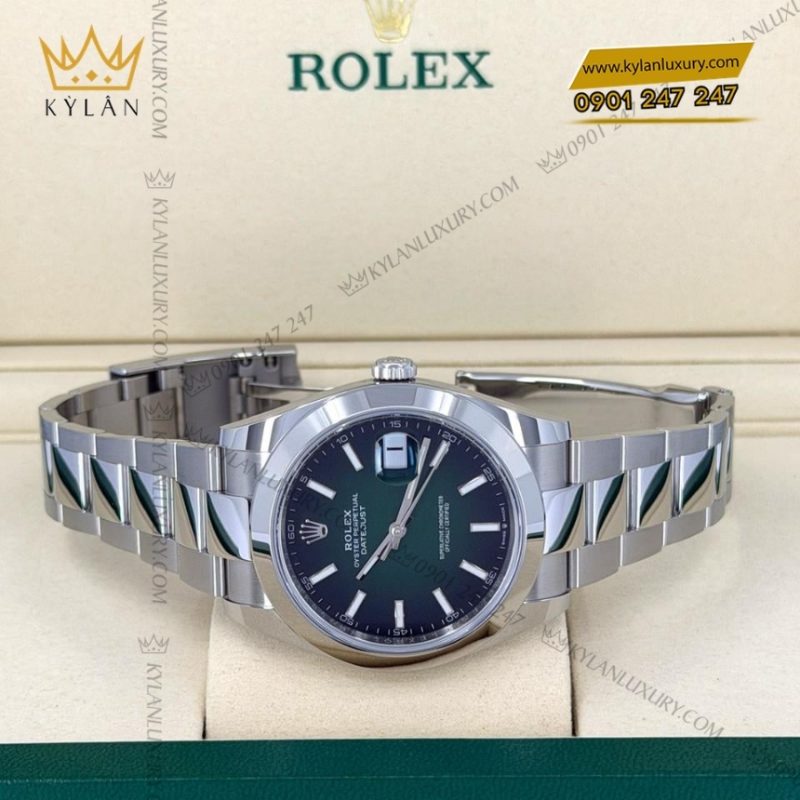 Đồng hồ Rolex Datejust 41 xanh ombre vành trơn 126300-0025