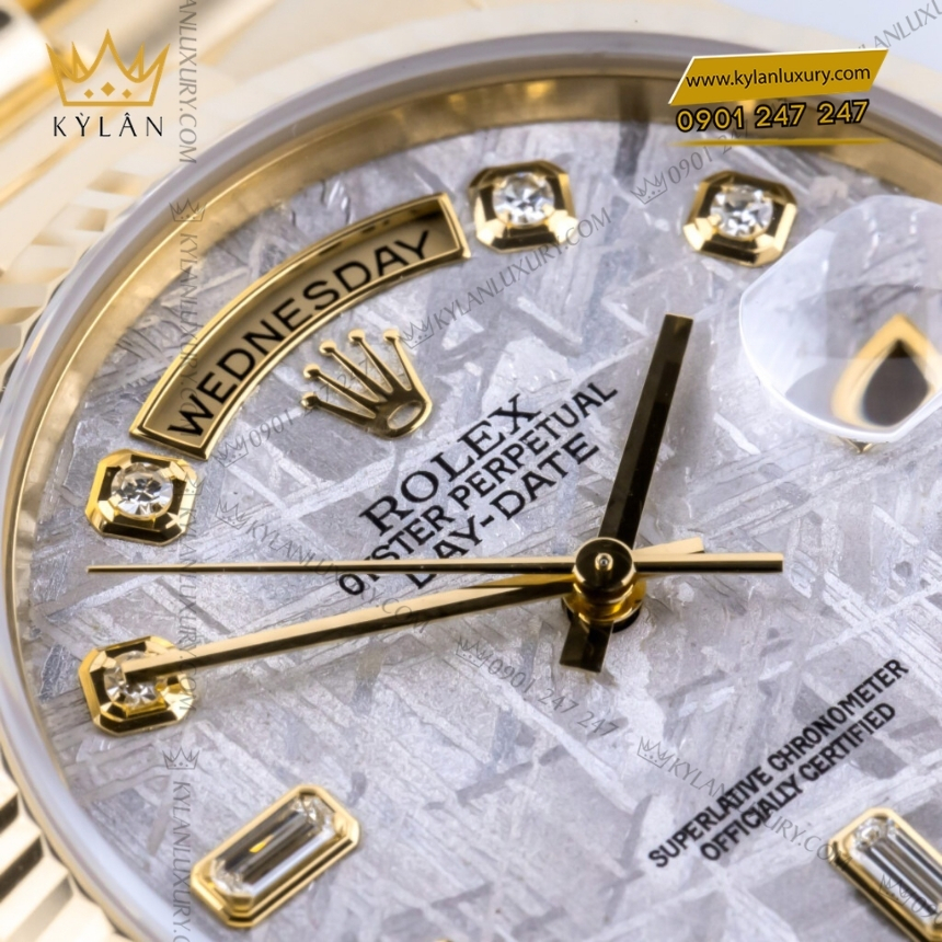 Kỳ Lân Luxury rolex day date 36 118238 mat so thien thach 2 Đồng hồ Rolex Day Date 36 mặt số thiên thạch 118238