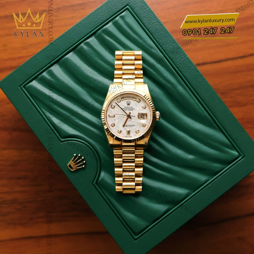 Kỳ Lân Luxury rolex day date 36 118238 mat so thien thach 8 Đồng hồ Rolex Day Date 36 mặt số thiên thạch 118238