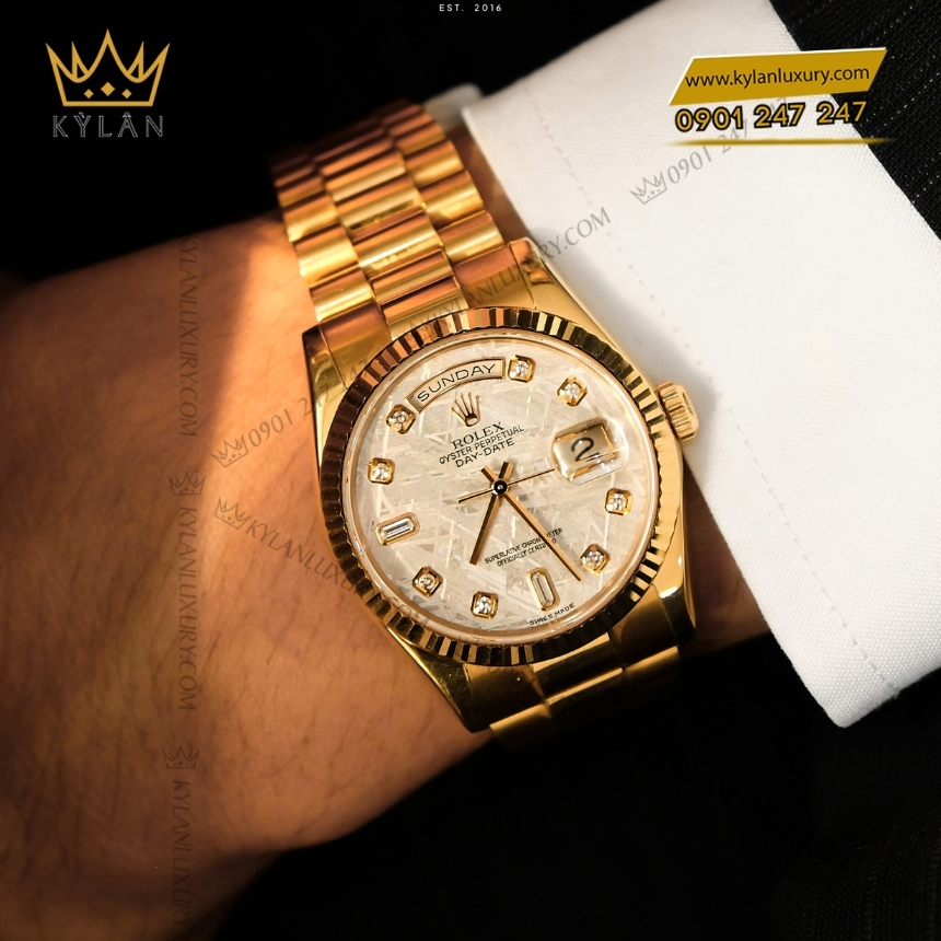Kỳ Lân Luxury rolex day date 36 118238 mat so thien thach 9 Đồng hồ Rolex Day Date 36 mặt số thiên thạch 118238