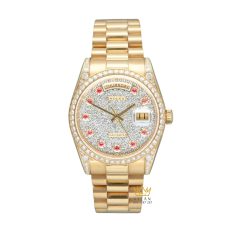 Đồng hồ Rolex Day Date 36 mặt số kim cương cọc ruby 18238