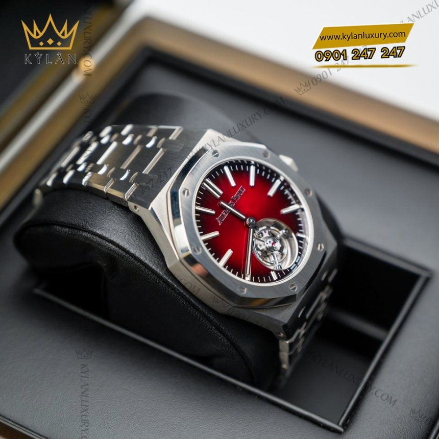 Kỳ Lân Luxury royal oak 26730st flying tourbillon burgundy 3 Đồng hồ Royal Oak Selfwinding Flying Tourbillon Burgundy 26730ST