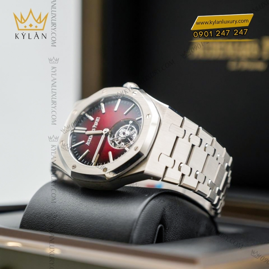 Kỳ Lân Luxury royal oak 26730st flying tourbillon burgundy 4 Đồng hồ Royal Oak Selfwinding Flying Tourbillon Burgundy 26730ST