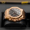 Đồng hồ Royal Oak Chronograph mặt đen dây da 26240OR