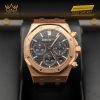 Đồng hồ Royal Oak Chronograph mặt đen dây da 26240OR
