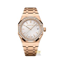 Đồng hồ Royal Oak mặt số bạc vành kim 37mm 15551OR