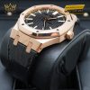 Đồng hồ Royal Oak Selfwinding mặt số đen dây da 15510OR