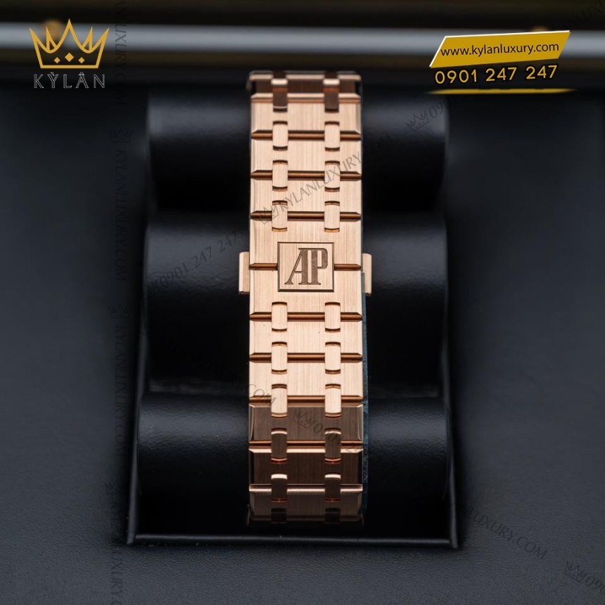 Kỳ Lân Luxury royal oak selfwinding mat so den 15510or 4 Đồng hồ Royal Oak Selfwinding vàng hồng mặt số đen 15510OR