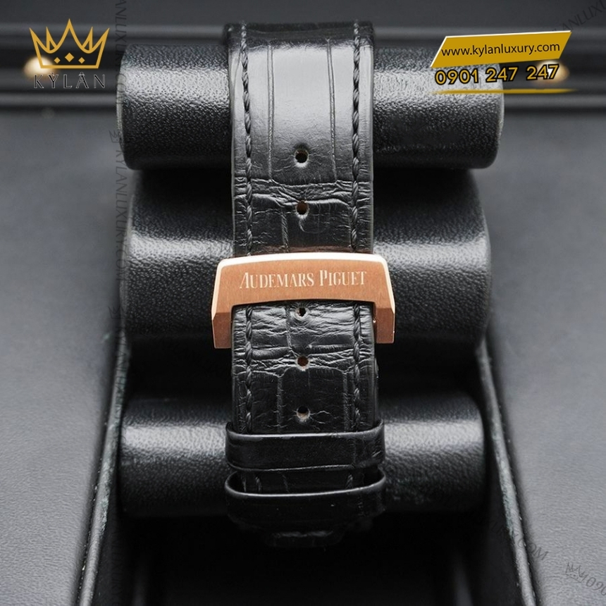 Kỳ Lân Luxury royal oak selfwinding mat so den 15510or 7 1 Đồng hồ Royal Oak Selfwinding mặt số đen dây da 15510OR